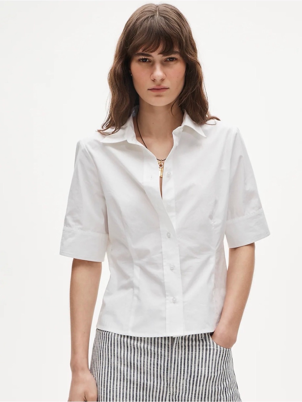 J. Crew Eleanor slim-fit elbow-sleeve button-up shirt in cotton poplin